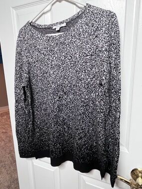 Chico's Black and White Speckled Crewneck Sweater
